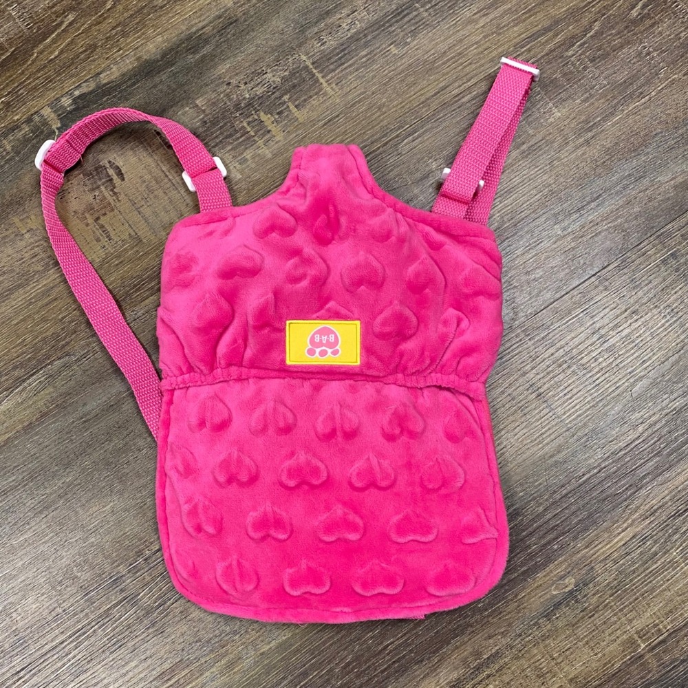 Build A Bear Workshop Pink Fuzzy Heart Backpack Carrier Pouch Purse